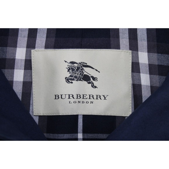 Burberry London Women Coat Carmen Trench Coat Size 12R Plaid Lining USA Navy - Picture 7 of 10